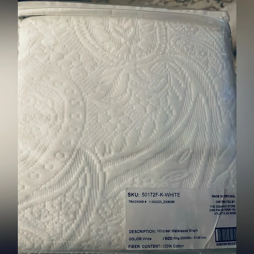 The Company Store Hillcrest Cotton Matelassé King Sham - White